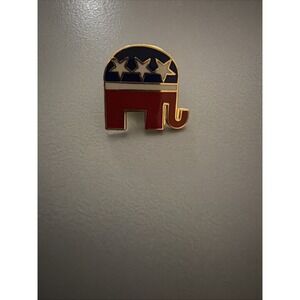 Vintage US GOP Republican Party Elephant USA Flag Enamelled Lapel Pin Stars